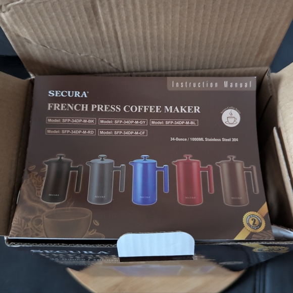 Secura French Press Stainless Steel Blue Coffee Maker - Picture 9 of 10